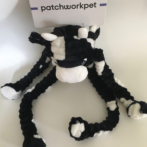 NEW Dog Toy Snuggler Long Leg 24” Calvin Cow has Squeaker | Patchwork Pet - Picture 7 of 9